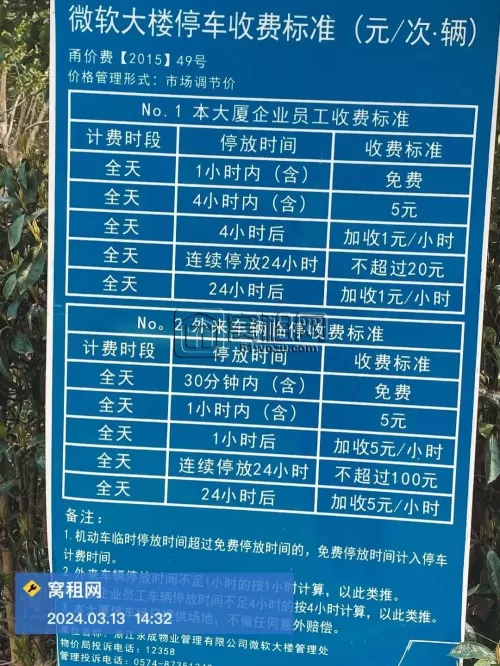 宁波微软大厦停车收费多少