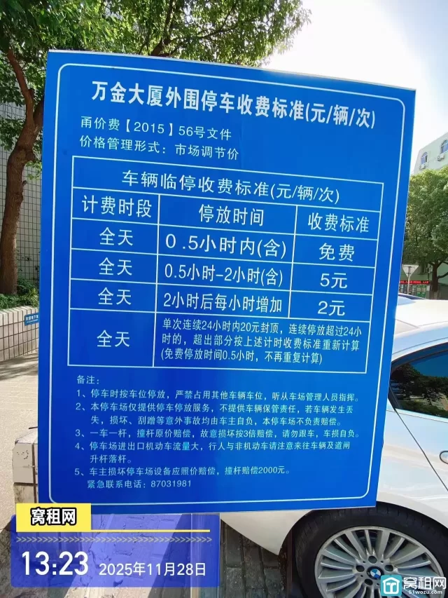 宁波兴业大厦对面万金大厦停车场收费