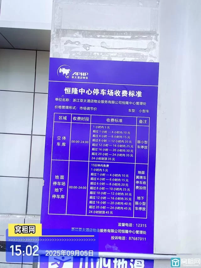 宁波海曙恒隆中心大厦停车费收费多少？