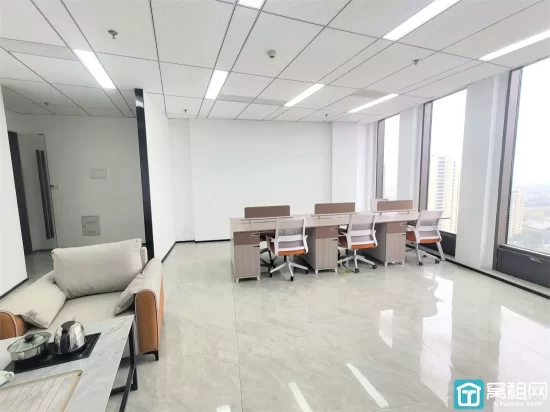 宁波江北高速口万科云谷中心大厦出租115平精装拎包办公 全新配套办公家具